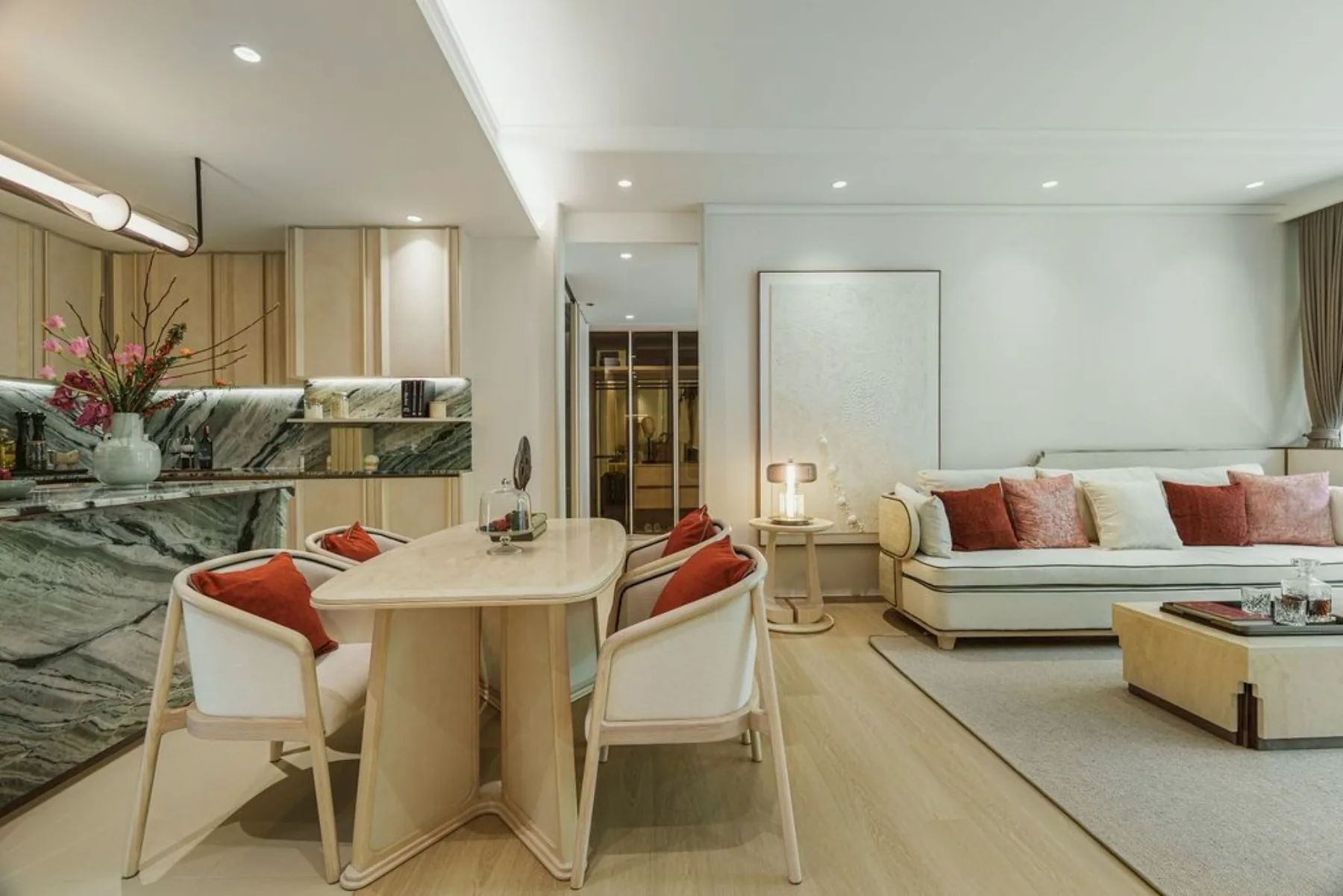 2-bedroom show suite, 100 m² — photographed on site · 8/13